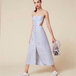Reformation Manon Dress Blue/White Pinstripes